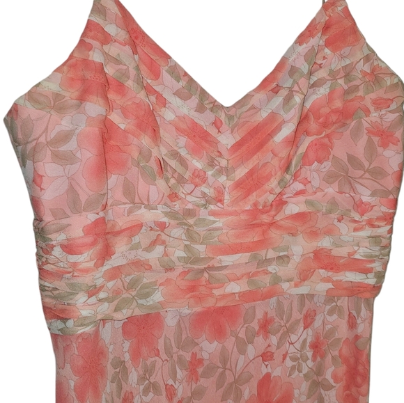 LOFT 100% Silk floral coral dress Size 12 - Picture 3 of 6